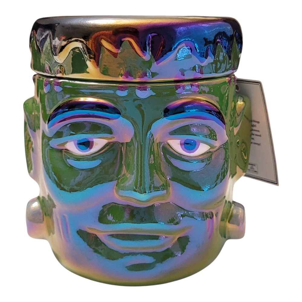 NEW Martha Stewart Iridescent Ceramic Frankenstein Soy Candle 14 oz Apple Scent